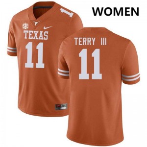 Women's Texas #11 Michael Terry III Game Football Jersey - Texas Orange