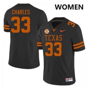 Women's UT #33 Myron Charles Replica Football Jersey - Black