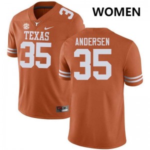 Women Texas Longhorns #35 Rett Andersen University Football Jersey - Texas Orange