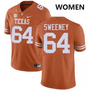 Women's UT #64 Robert Sweeney NCAA Football Jersey - Texas Orange
