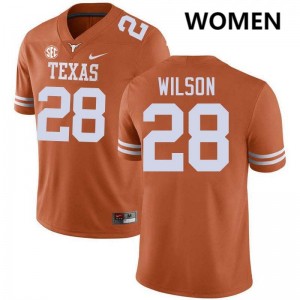 Women UT #28 Santana Wilson High School Football Jersey - Texas Orange