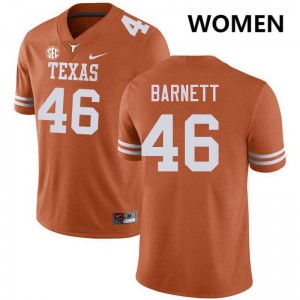 Womens UT Austin #46 Spencer Barnett Alumni Football Jersey - Texas Orange
