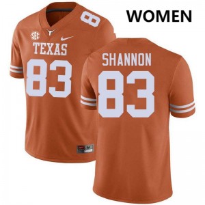 Women Longhorns #83 Spencer Shannon Embroidery Football Jersey - Texas Orange