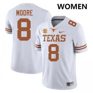 Women's Longhorns #8 Trey Moore 2025-26 Football Jersey - White