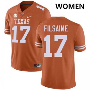 Womens University of Texas #17 Xavier Filsaime High School Football Jersey - Texas Orange