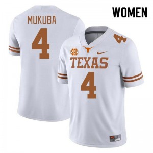 Women Longhorns #4 Andrew Mukuba Game SEC Conference Jersey - White