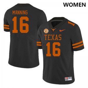Womens UT #16 Arch Manning NCAA SEC Conference Jersey - Black