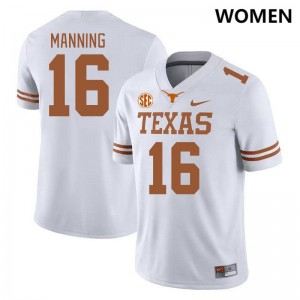 Women University of Texas #16 Arch Manning NCAA SEC Conference Jersey - White