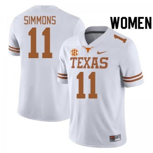 Women Texas Longhorns #11 Colin Simmons 2024 SEC Conference Jersey - White