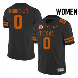 Women's Texas Longhorns #0 DeAndre Moore Jr. University SEC Conference Jersey - Black