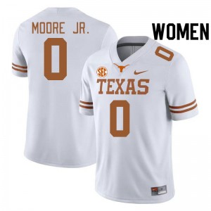 Women University of Texas #0 DeAndre Moore Jr. Replica SEC Conference Jersey - White