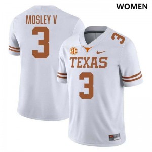 Women's UT #3 Emmett Mosley V Official Football Jersey - White
