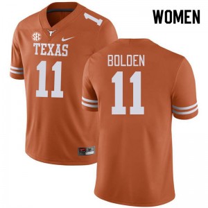 Women's Longhorns #11 Silas Bolden 2024 SEC Conference Jersey - Orange
