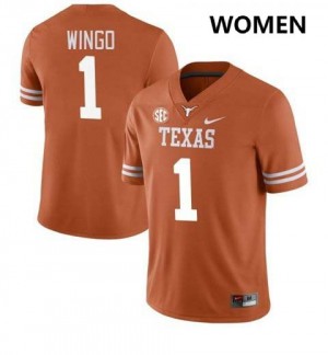 Womens UT Austin #1 Ryan Wingo Embroidery Football Jersey - Texas Orange