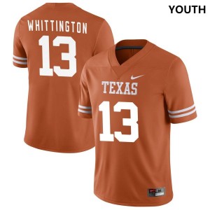 Youth University of Texas #13 Jordan Whittington Nike NIL College Jersey - Texas Orange
