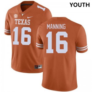 Youth UT #16 Arch Manning University SEC Conference Jersey - Orange