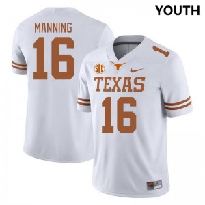 Youth University of Texas #16 Arch Manning Official SEC Conference Jersey - White