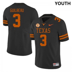 Youth Texas Longhorns #3 Jaylon Guilbeau High School SEC Conference Jersey - Black