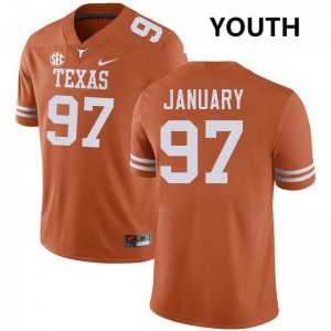 Youth UT Austin #97 Alex January High School Football Jersey - Texas Orange