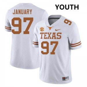 Youth Longhorns #97 Alex January NCAA Football Jersey - White