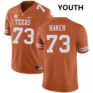Youth Texas Longhorns #73 Brandon Baker Game Football Jersey - Texas Orange