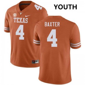 Youth UT #4 CJ Baxter Player Football Jersey - Texas Orange