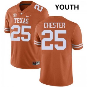 Youth The Horns #25 Caleb Chester Replica Football Jersey - Texas Orange