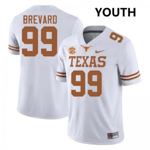Youth The Horns #99 Cole Brevard Game Football Jersey - White