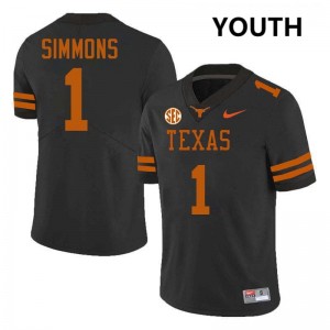 Youth The Horns #1 Colin Simmons 2025 Football Jersey - Black