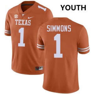 Youth UT #1 Colin Simmons Limited Football Jersey - Texas Orange