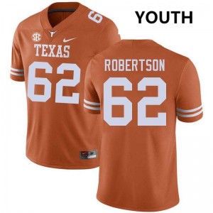 Youth Longhorns #62 Connor Robertson NCAA Football Jersey - Texas Orange