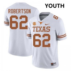 Youth Longhorns #62 Connor Robertson Official Football Jersey - White