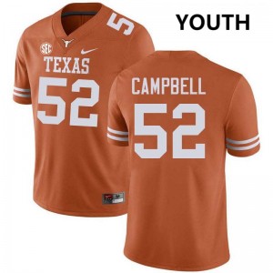 Youth Longhorns #52 DJ Campbell Game Football Jersey - Texas Orange