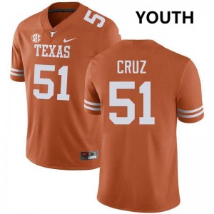 Youth Texas Longhorns #51 Daniel Cruz University Football Jersey - Texas Orange