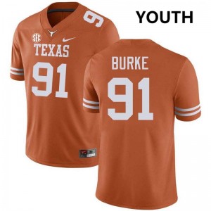 Youth The Horns #91 Ethan Burke Limited Football Jersey - Texas Orange