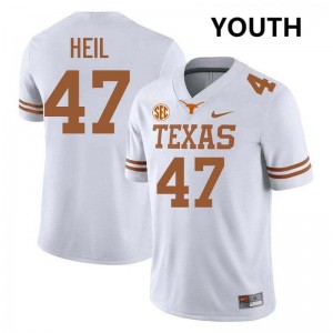 Youth Texas Longhorns #47 Gehrig Heil Embroidery Football Jersey - White