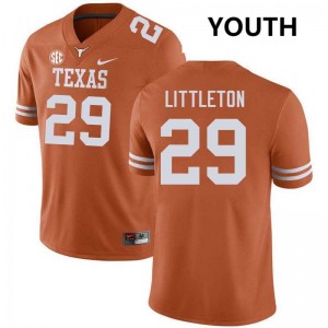 Youth Texas #29 Graceson Littleton High School Football Jersey - Texas Orange