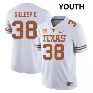 Youth Longhorns #38 Graham Gillespie High School Football Jersey - White