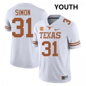 Youth UT #31 James Simon Player Football Jersey - White
