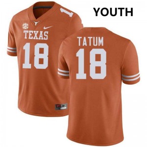 Youth The Horns #18 Joe Tatum Official Football Jersey - Texas Orange