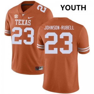 Youth Longhorns #23 Jordon Johnson-Rubell Official Football Jersey - Texas Orange