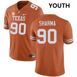 Youth Texas #90 Josiah Sharma Official Football Jersey - Texas Orange
