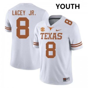 Youth Longhorns #8 Karle Lacey Jr. Game Football Jersey - White