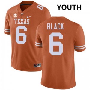 Youth Longhorns #6 Kobe Black Stitched Football Jersey - Texas Orange