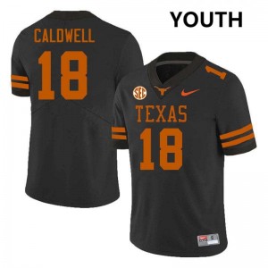 Youth Texas Longhorns #18 Matthew Caldwell High School Football Jersey - Black