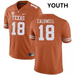 Youth Texas #18 Matthew Caldwell Player Football Jersey - Texas Orange