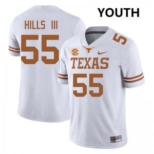 Youth UT Austin #55 Melvin Hills III Stitched Football Jersey - White