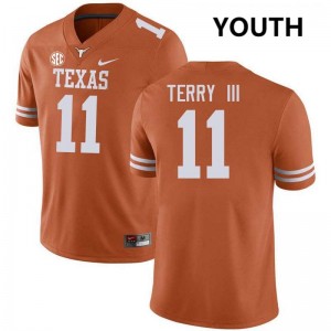 Youth Longhorns #11 Michael Terry III Game Football Jersey - Texas Orange