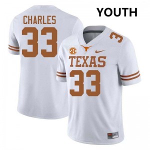 Youth Burnt Orange #33 Myron Charles Replica Football Jersey - White
