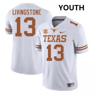 Youth Texas Longhorns #13 Parker Livingstone University Football Jersey - White
